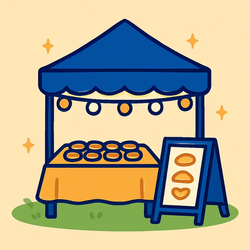 illustration of the first doky dory tent stall
